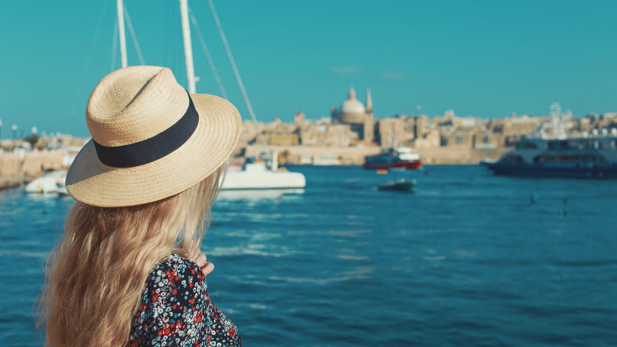 background Malta landscape woman sea